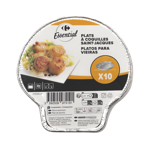 [3390509974191] CARREFOUR Platos para vieiras el paquete de 10