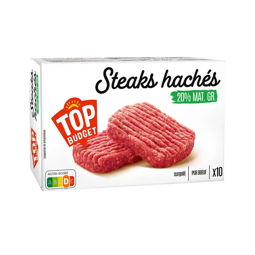 [3410280022871] TOP BUDGET Hamburguesas de ternera 20% MG 10 1 kg