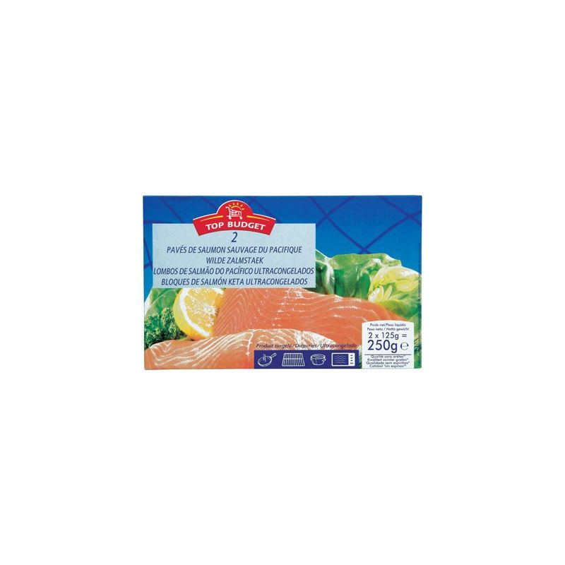 TOP BUDGET Lomos de salmón rosado del Pacífico congelados 250 g