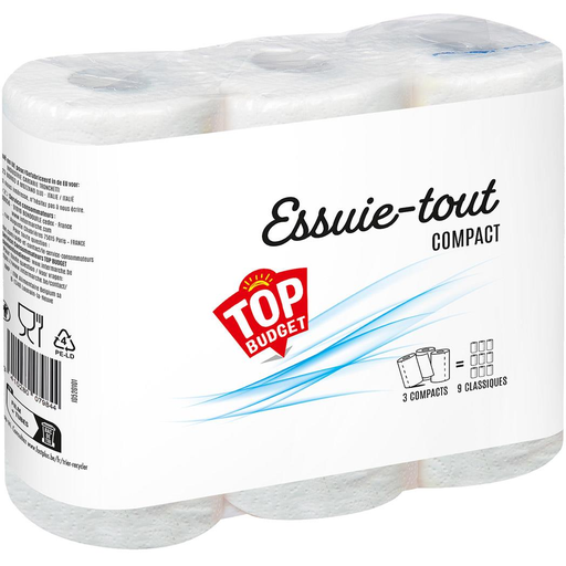 [3410280079844] TOP BUDGET Essuie-tout compact 3 rouleaux