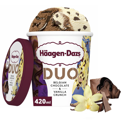 [3415582300719] HAAGEN-DAZS Crème glacée Duo Chocolat Belge et Vanille 353 g