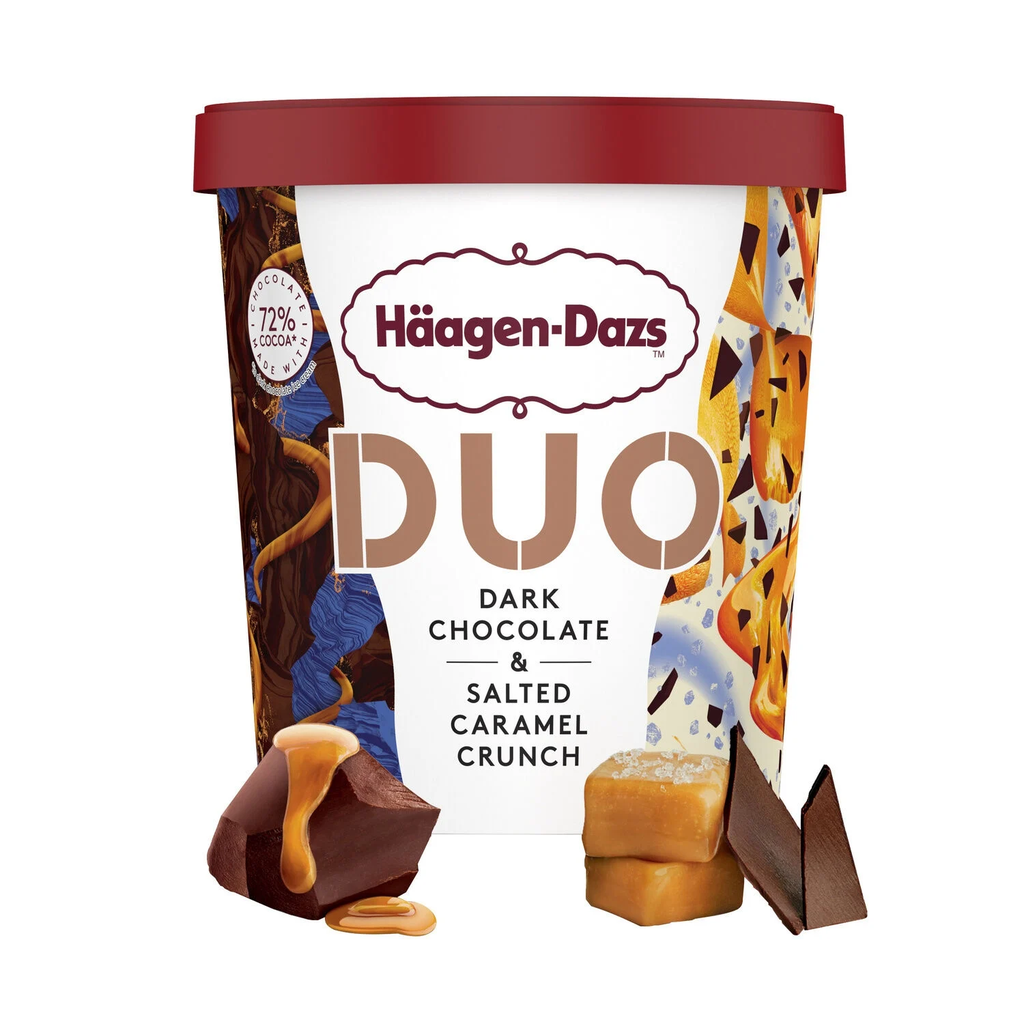 HAAGEN-DAZS Duo Helado de chocolate negro belga y caramelo salado 355 g