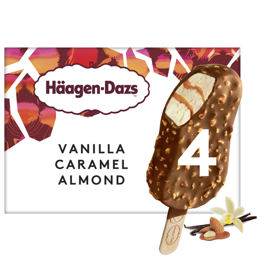 [3415587623011] HAAGEN-DAZS Vanilla Caramel Almond Ice Cream Bars 4 pieces 280 g