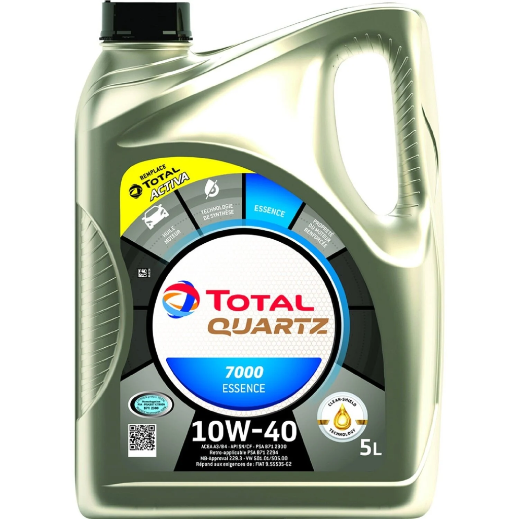 TOTAL Óleo de motor Quartz 7000 gasolina 10W-40, garrafa de 5L