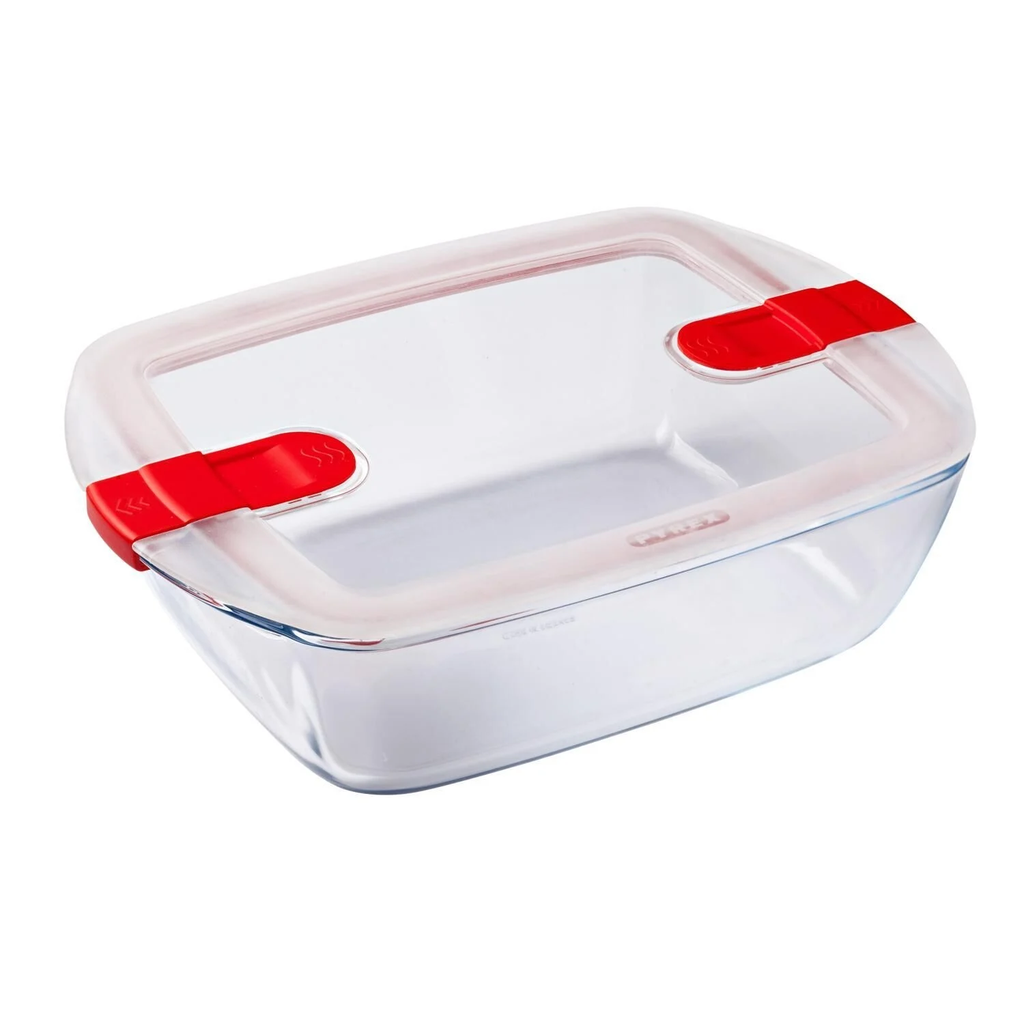 PYREX Cook & Eat Rectangular Dish with Plastic Lid 28x20cm