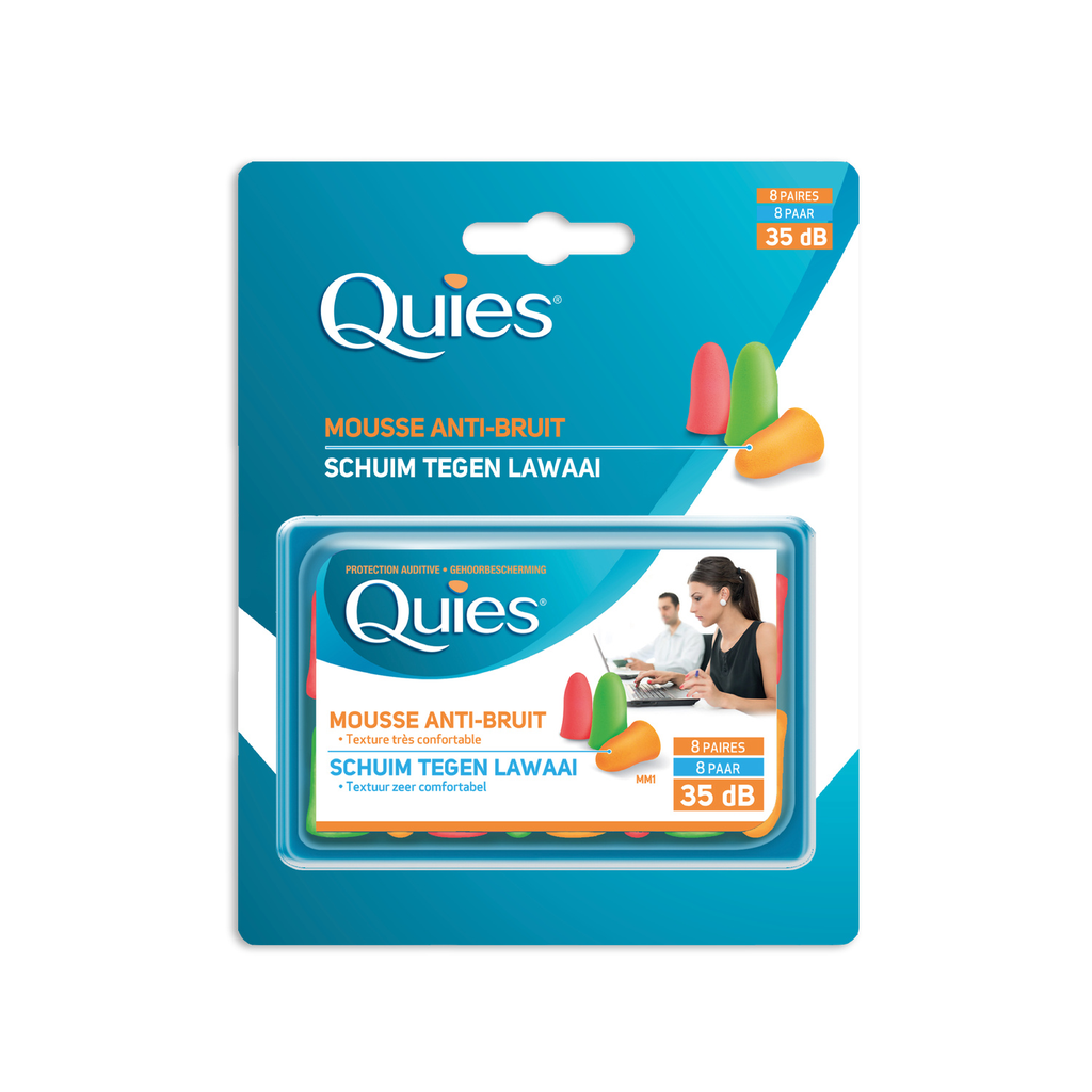 QUIES Protetores auditivos de espuma fluo 35dB 8 pares