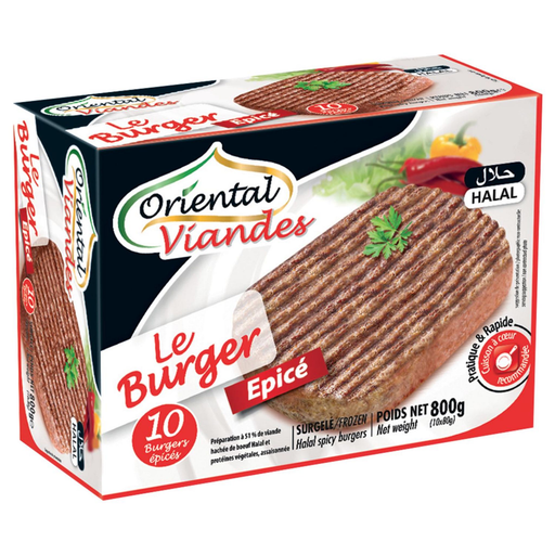 [3436590010100] ORIENTAL VIANDES Spicy halal burger steak 10 pieces 0.8 kg