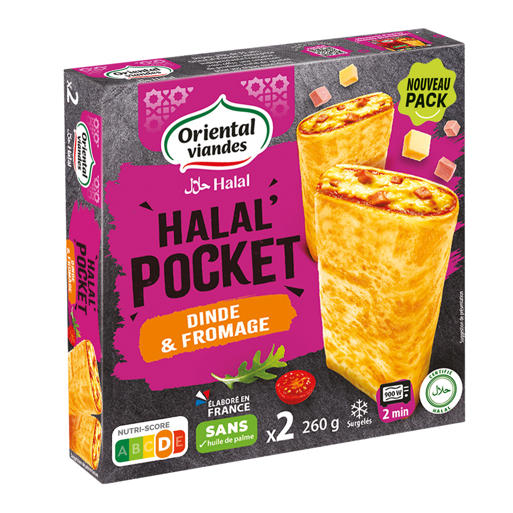 ORIENTAL VIANDES Halal pocket turkey cheese 2 x 130 g