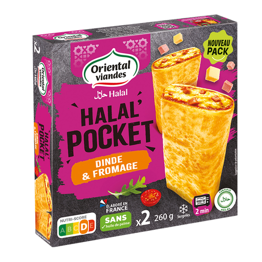 [3436590082084] ORIENTAL VIANDES Halal pocket pavo queso 2 x 130 g