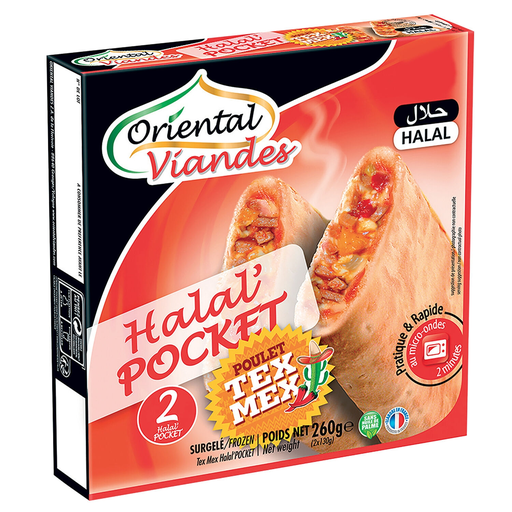 [3436598134518] ORIENTAL VIANDES Halal Pocket Chicken Tex Mex 260 g