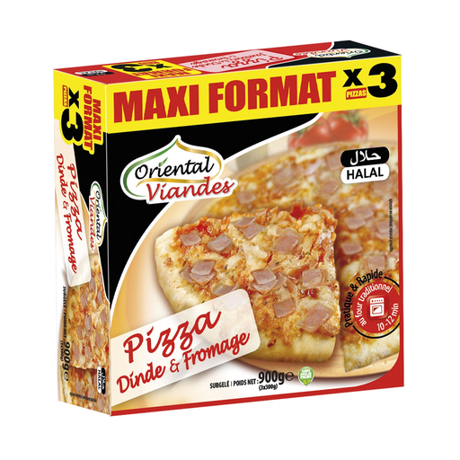 [3436598134631] ORIENTAL VIANDES Pizza halal dinde & fromage 300 g