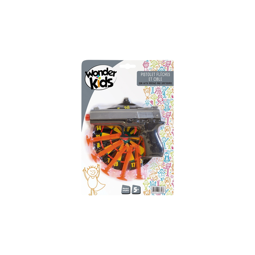 [3437017073463] WONDERKIDS Dart Gun 5 Darts + Target Abc 152186