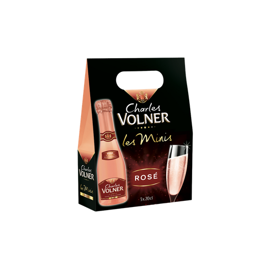 [3438933002681] VOLNER Charles Vinho espumante rosé seco Les Minis 3 x 20 cl