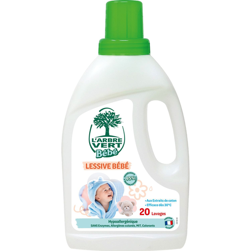 [3450601036811] L'ARBRE VERT Detergente Líquido Bebé Hipoalergénico Extracto de Algodón 1,5 L