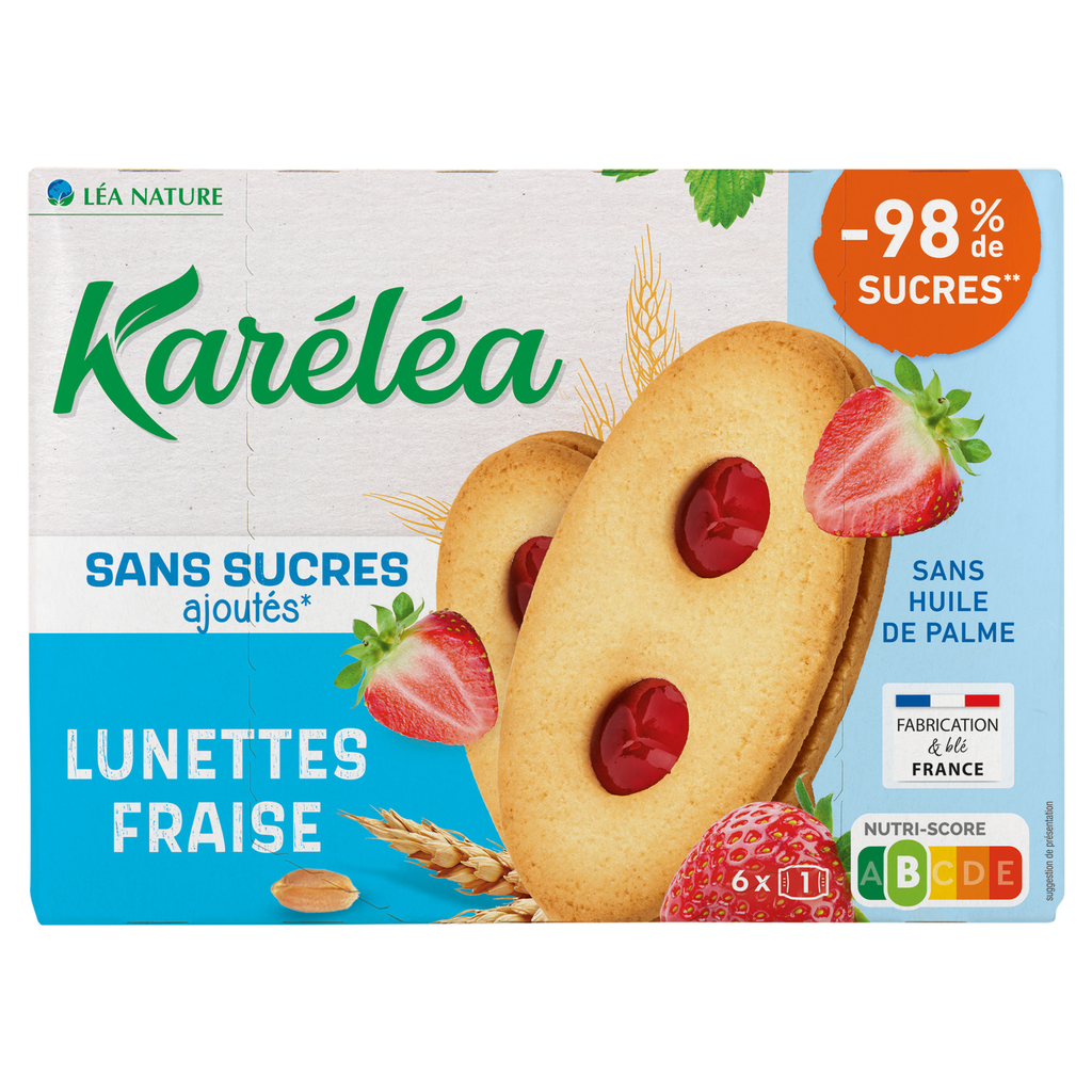 KARELEA Bolachas óculos de morango sem açúcares adicionados 175 g