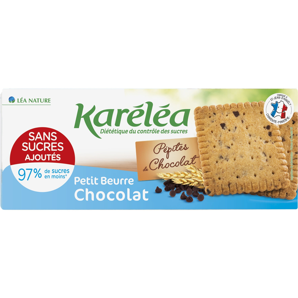KARELEA Galleta petit beurre pepitas de chocolate sin azúcares añadidos 150 g