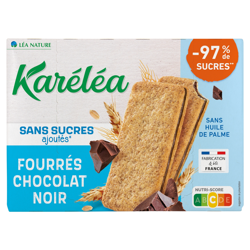 KARELEA Biscuits fourrés au chocolat sans sucres ajoutés 170 g