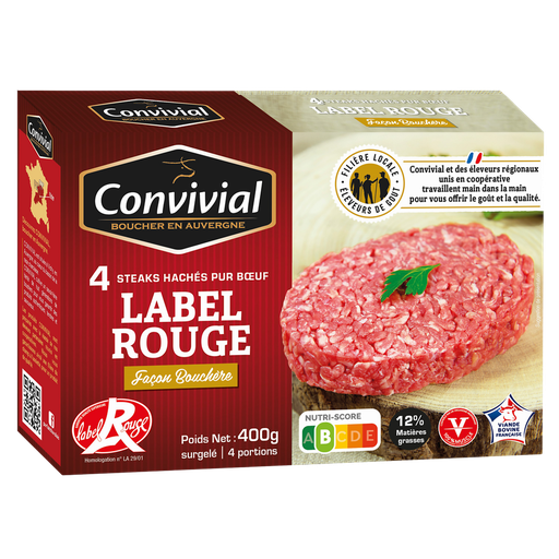 [3463490000139] CONVIVIAL Charolais Bourbonnais pure beef minced steaks 12% fat 4x120g