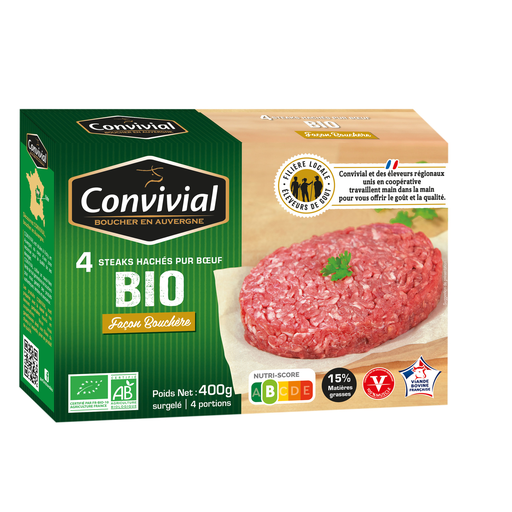 [3463490012910] CONVIVIAL Organic Butcher-Style Beef Patty 400 g
