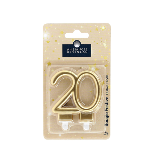 [3482356827512] AMBIANCES DEVINEAU Gold Number 20 Candle unit