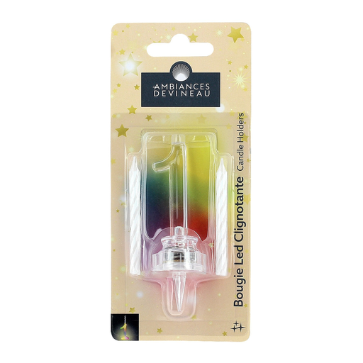 [3482356827574] AMBIANCES DEVINEAU Flashing LED Candle N°1 and 4 white candles l'unité