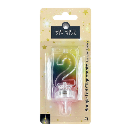 [3482356827581] AMBIANCES DEVINEAU Flashing LED Candle No. 2 and 4 white candles per unit