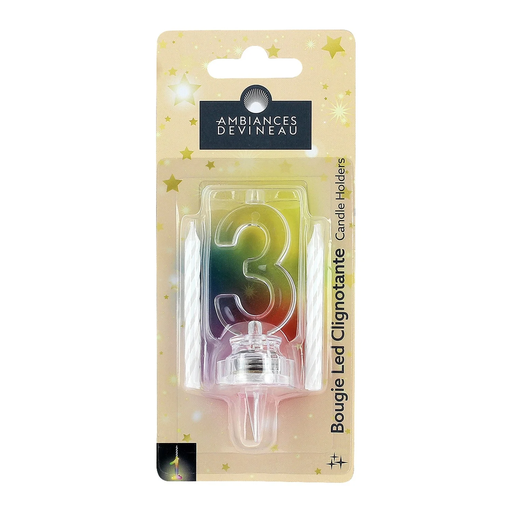 [3482356827598] AMBIANCES DEVINEAU Flashing LED Candle No. 3 and 4 White Candles, per unit