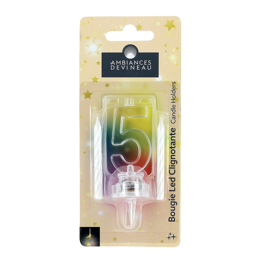 [3482356827611] AMBIANCES DEVINEAU Flashing LED Candle N°5 and 4 White Candles 1 unit