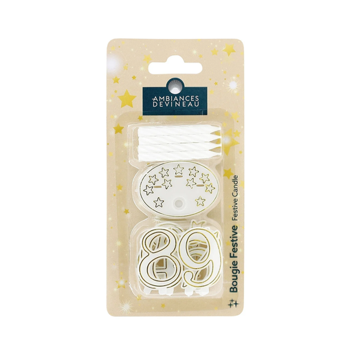 [3482356828212] AMBIANCES DEVINEAU Candle with plastic numbers from 0 to 9 pack of 8