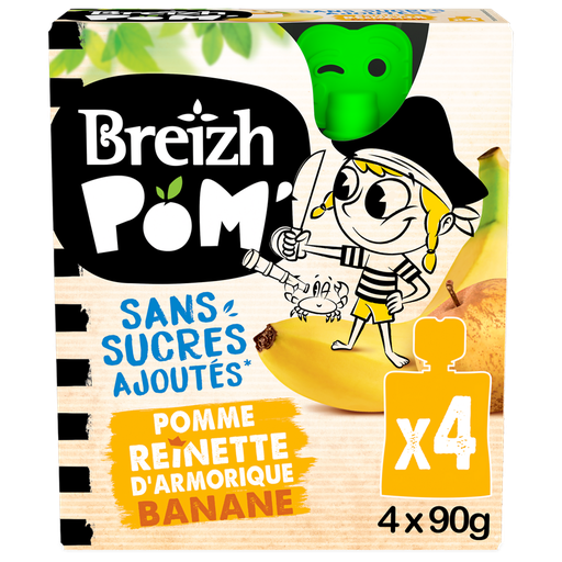 [3486060990524] BREIZH'POM Apple Banana Fruit Dessert 4 x 90 g