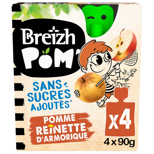 [3486061587020] BREIZH'POM Apple and Reinette d'Armorique Fruit Pouches 4 x 90 g