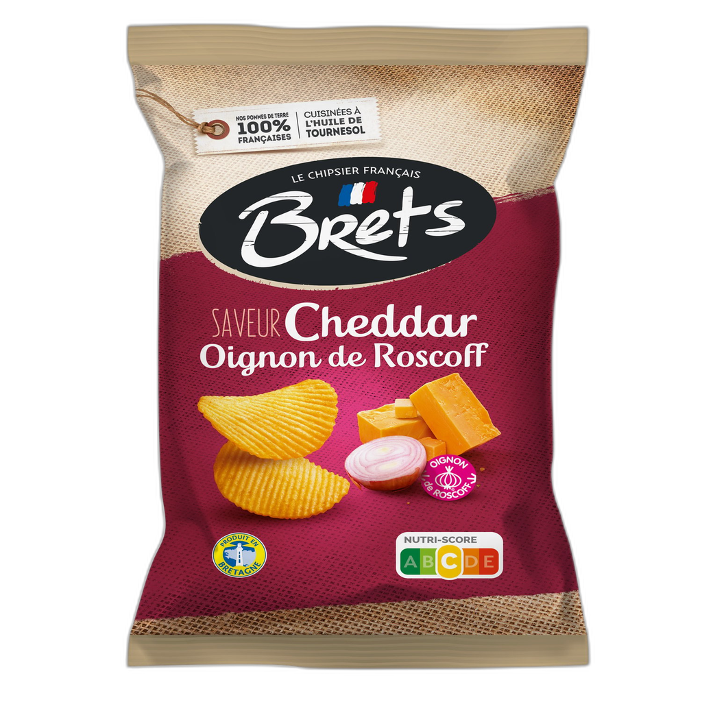BRETS Chips ondulées saveur cheddar et oignon de Roscoff 125 g