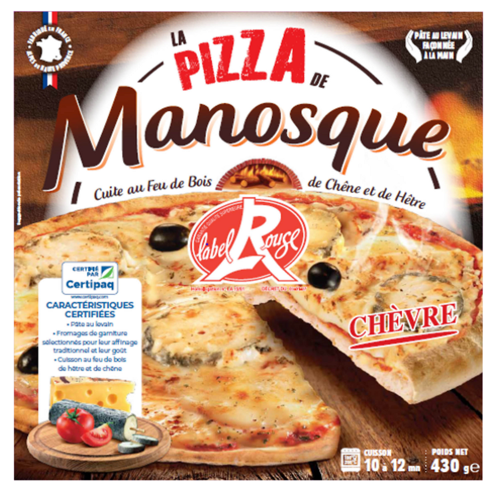 LA PIZZA DE MANOSQUE Pizza au chèvre cuite au feu de bois Label Rouge 430 g
