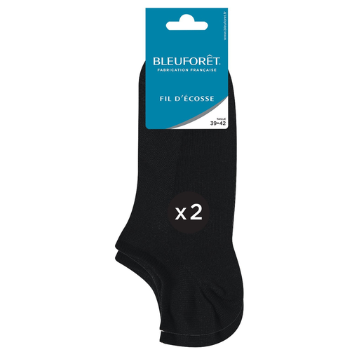 [3501350182622] BLEUFORET Calcetines Tobilleros Hombre Negro T39/42 lote de 2 pares