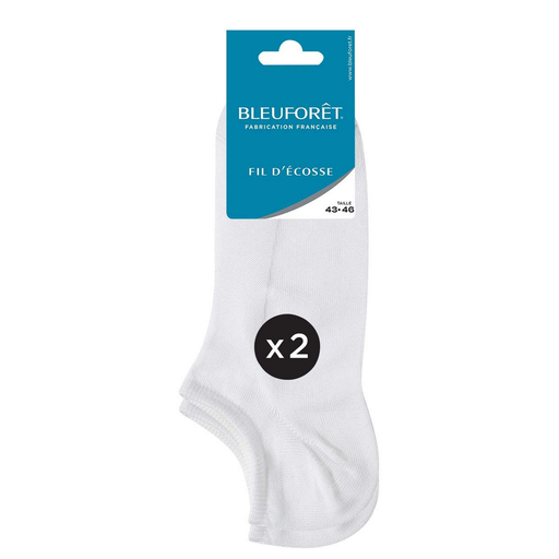 [3501350182653] BLEUFORET Calcetines Tobilleros Hombre Blanco T43/46 lote de 2 pares