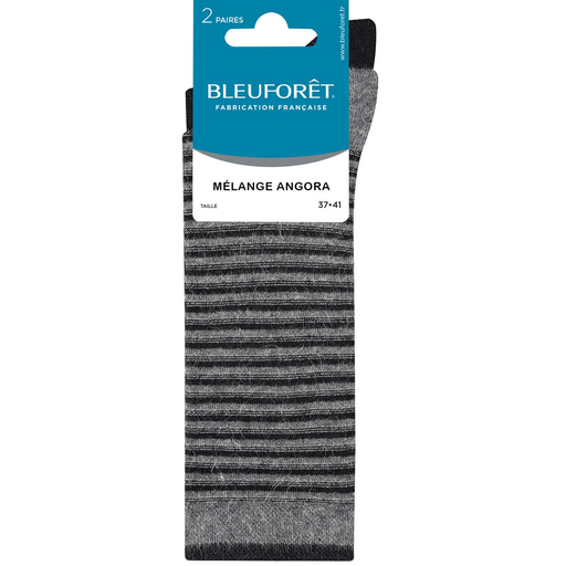 [3501350225220] BLEUFORET Calcetines mezcla angora gris/negro 37/41 lote de 2
