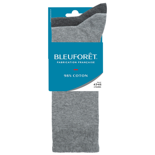 [3501354013076] BLEUFORET Calcetines hombre gris T39/42 lote de 2 pares