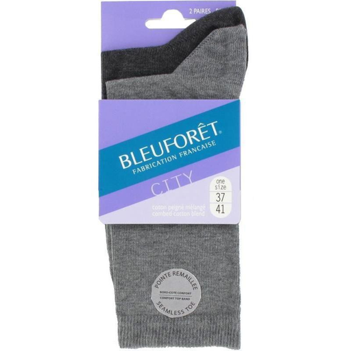 [3501358011207] BLEUFORET Lot de 2 paires de mi-chaussettes coton uni Gris 37/41