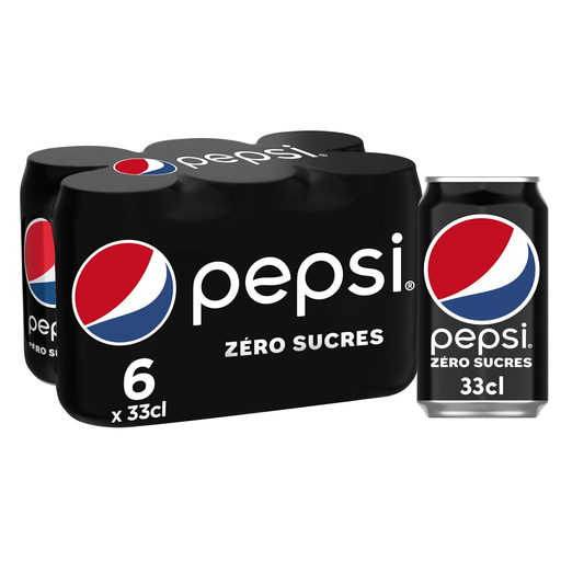 [3502110010582] PEPSI Zero Sugar Soda 6 cans of 33 cl