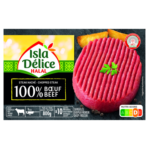 [3512690000163] ISLA DELICE 100% Beef Halal Burger Patties 10 pieces 80 g