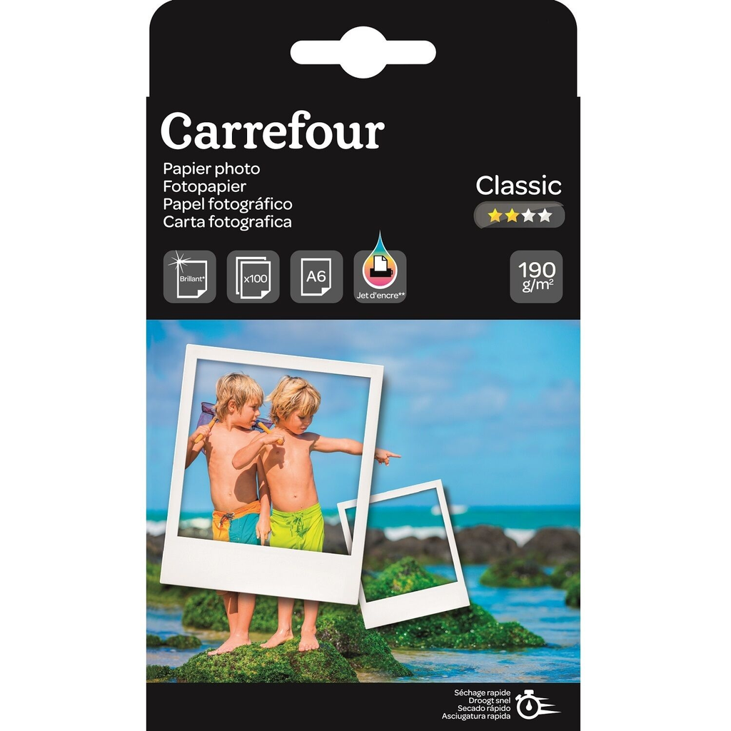 CARREFOUR Papier photo A6 CRF1906 100 feuilles 190g