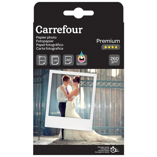 [3523670250577] CARREFOUR Papel fotográfico A6 pacote de 40 folhas