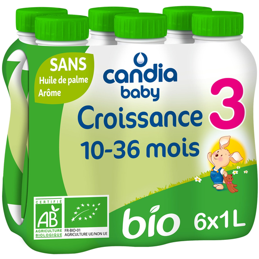 [3533631172008] CANDIA BABY Leite de crescimento líquido Bio 6 x 1 L