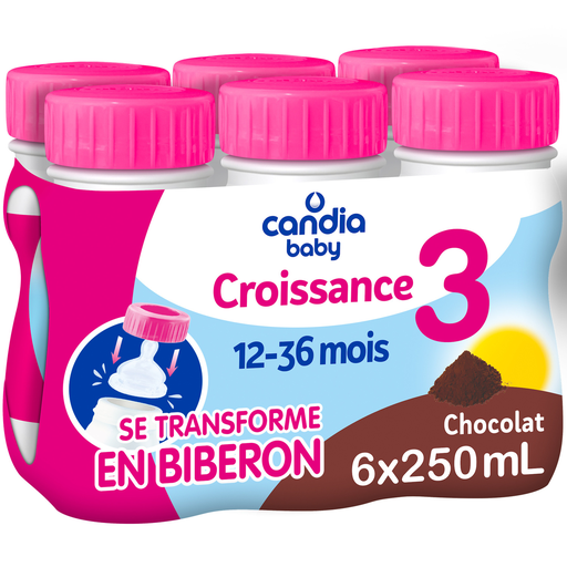 [3533631186289] CANDIA BABY Leite de crescimento 3ª idade Chocolate 6x250ml