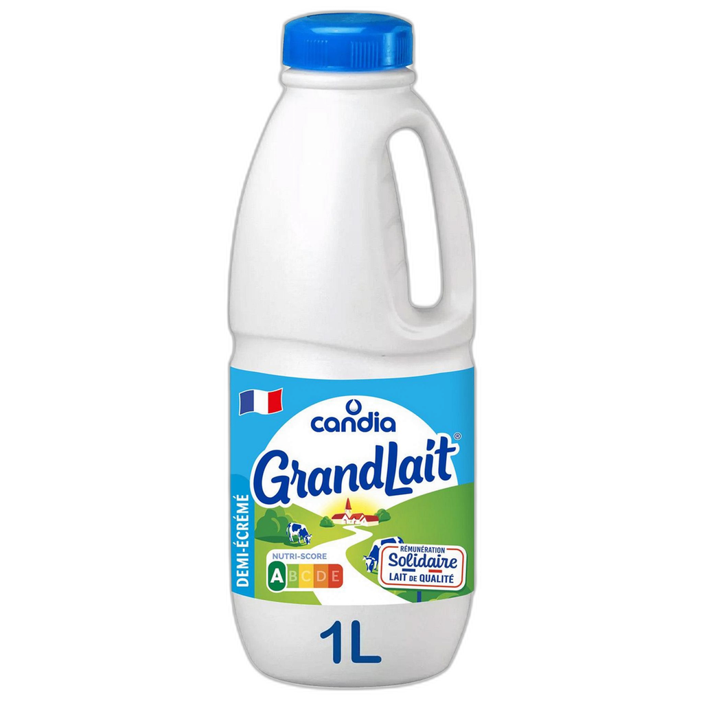Candia Grandlait Lait Demi-Écrémé Uht 1L