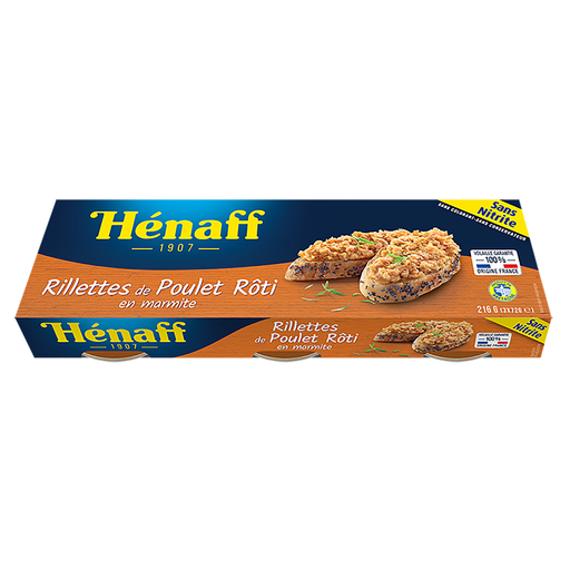 [3537580704457] HENAFF Rillettes de pollo asado 3 latas de 72 g