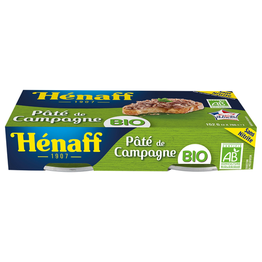[3537580707953] HENAFF Paté de campaña VPF Bio 2 latas de 76 g