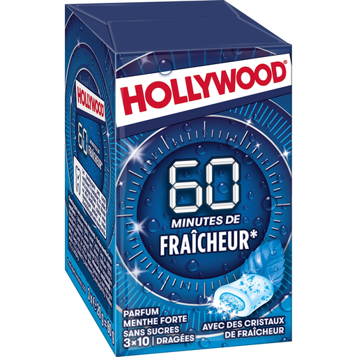 [3538280842128] HOLLYWOOD Pastilha elástica menthe forte sem açúcares 60 g