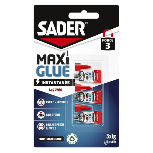 [3549212481841] SADER Pegamento maxiglue líquido 3 tubos de 1 g