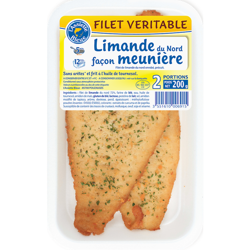 [3551610006915] L'ASSIETTE BLEUE Meunière lemon sole fillet 2 pieces 200 g